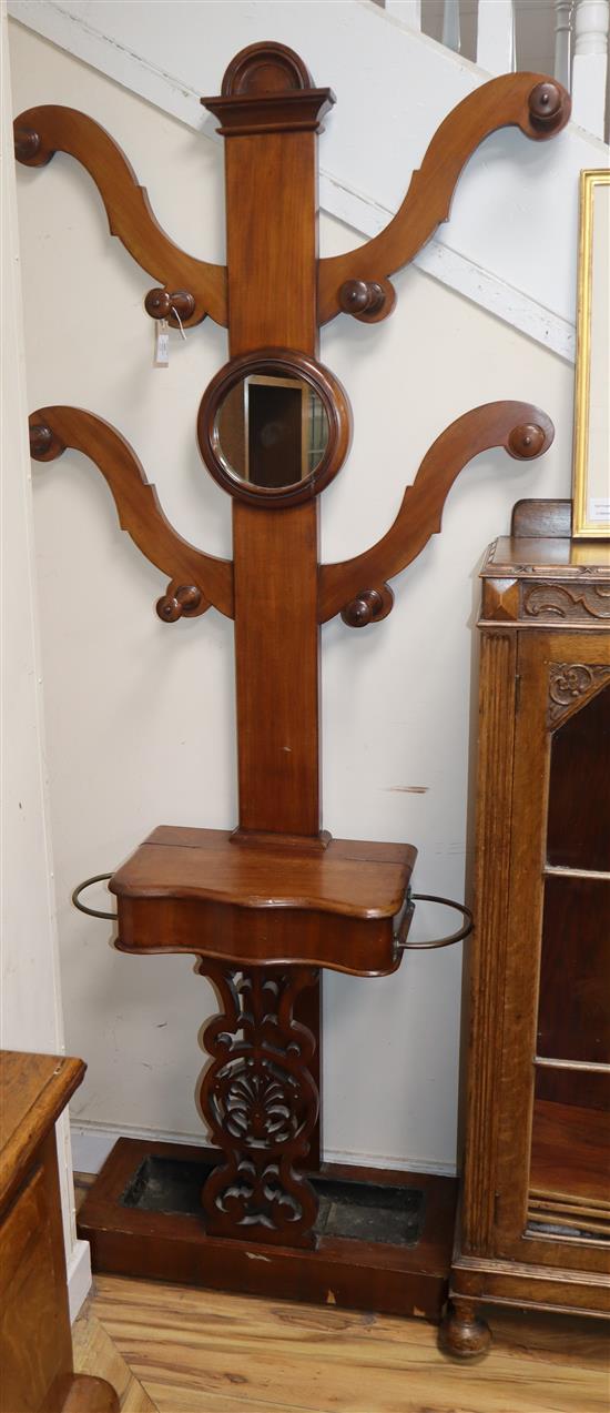 A Victorian walnut coat stand H.200cm